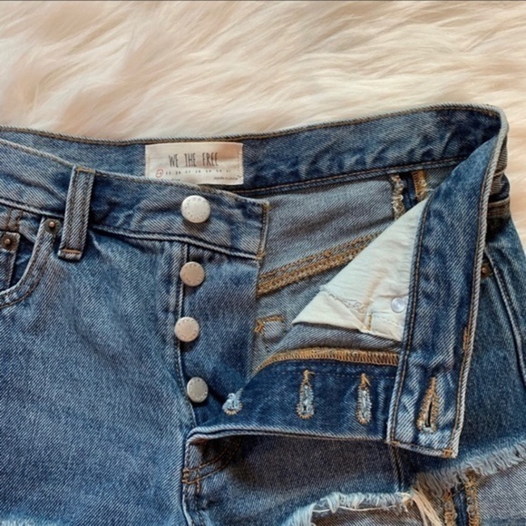 We The Free | High Rise Button Fly Distressed Shorts - Picture 4 of 8